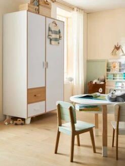 Armoire 2 Portes + 2 Tiroirs LIGNE HOPLA Blanc - Vertbaudet -magasin de meubles pour enfants armoire 2 portes 2 tiroirs ligne hopla 3