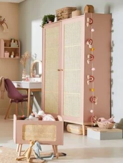 Armoire Cannage LIGNE POÉSIE Rose - Vertbaudet -magasin de meubles pour enfants armoire cannage ligne poesie 2