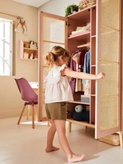 Armoire Cannage LIGNE POÉSIE Rose - Vertbaudet -magasin de meubles pour enfants armoire cannage ligne poesie 3