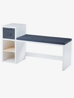 Banc De Lecture + Rangement LIGNE REGLISSE Blanc/gris Foncé - Vertbaudet -magasin de meubles pour enfants banc de lecture rangement ligne reglisse 2