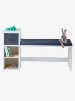 Banc De Lecture + Rangement LIGNE REGLISSE Blanc/gris Foncé - Vertbaudet -magasin de meubles pour enfants banc de lecture rangement ligne reglisse 3