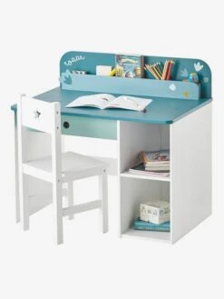 Bureau Maternelle ROAAR Blanc Moyen Uni Avec Decor - Vertbaudet -magasin de meubles pour enfants bureau maternelle roaar 2