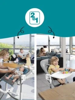 Chaise Haute Slick 2 En 1 BABYMOOV Blanc Bleu Gris - Babymoov -magasin de meubles pour enfants chaise haute slick 2 en 1 babymoov 2