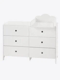 Commode 6 Tiroirs LIGNE SIRIUS Blanc Clair Uni - Vertbaudet -magasin de meubles pour enfants commode 6 tiroirs ligne sirius 4