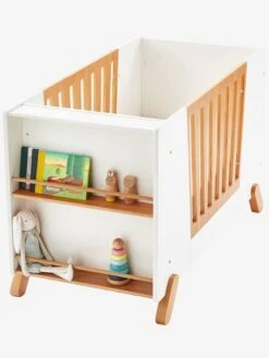 Lit Bébé Avec Barrière Amovible + Rangement Bibliothèque LIGNE PIROUETTE Blanc - Vertbaudet -magasin de meubles pour enfants lit bebe avec barriere amovible rangement bibliotheque ligne pirouette 3