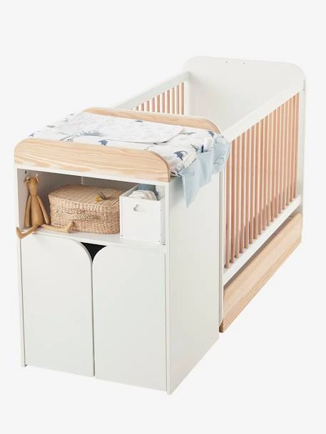 Lit Combiné évolutif Avec Rangements Et Table à Langer LIGNE ECLIPSE Blanc / Bois - Vertbaudet 1 Lit Combiné évolutif Avec Rangements Et Table à Langer LIGNE ECLIPSE Blanc / Bois - Vertbaudet