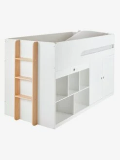 Lit Mi Hauteur Avec Bureau Coulissable Combiné CAMELEO Blanc Mate - Vertbaudet -magasin de meubles pour enfants lit mi hauteur avec bureau coulissable combine cameleo 4