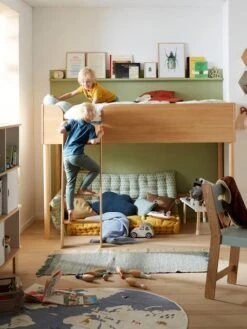 Lit Mi-hauteur LIGNE CONFETTI NATURE Marron - Vertbaudet -magasin de meubles pour enfants lit mi hauteur ligne confetti nature 3