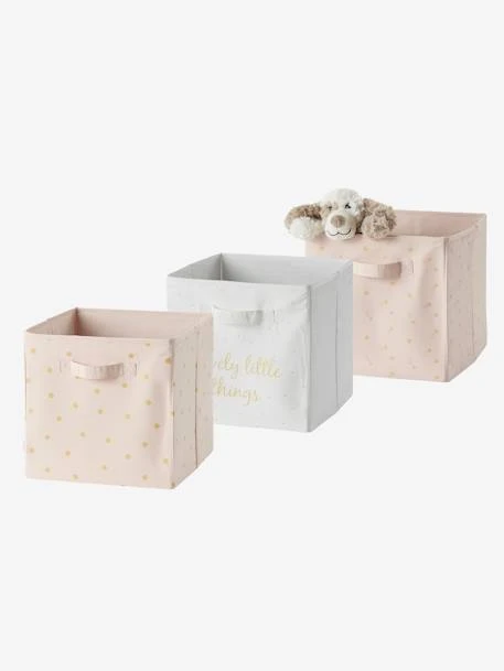 Lot De 3 Bacs De Rangement Lovely Rose Poudré Imprimé - Vertbaudet 1 Lot De 3 Bacs De Rangement Lovely Rose Poudré Imprimé - Vertbaudet