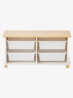 Meuble De Rangement + 4 Bacs LIGNE PTILOU Blanc/bois - Vertbaudet -magasin de meubles pour enfants meuble de rangement 4 bacs ligne ptilou 3