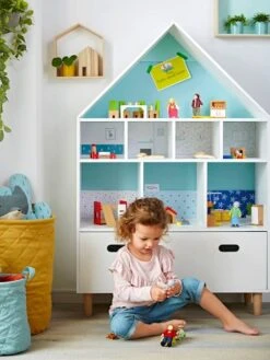 Meuble De Rangement 9 Cases Maison Blanc/bleu - Vertbaudet -magasin de meubles pour enfants meuble de rangement 9 cases maison 4