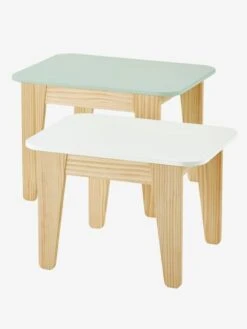 Tables Gigognes Gris Vert/bois + Blanc/bois - Vertbaudet 8 Tables Gigognes Gris Vert/bois + Blanc/bois - Vertbaudet -magasin de meubles pour enfants tables gigognes 2