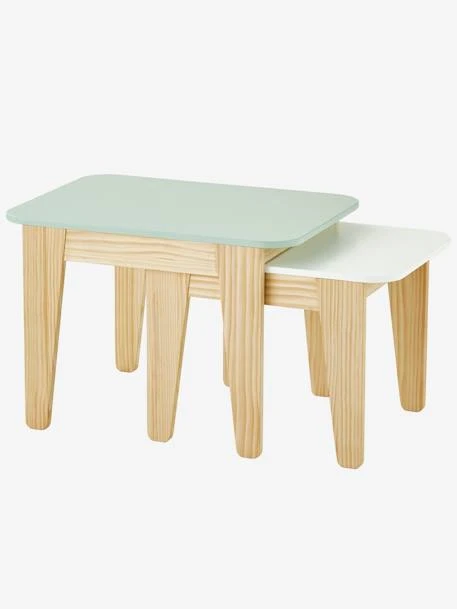 Tables Gigognes Gris Vert/bois + Blanc/bois - Vertbaudet 1 Tables Gigognes Gris Vert/bois + Blanc/bois - Vertbaudet